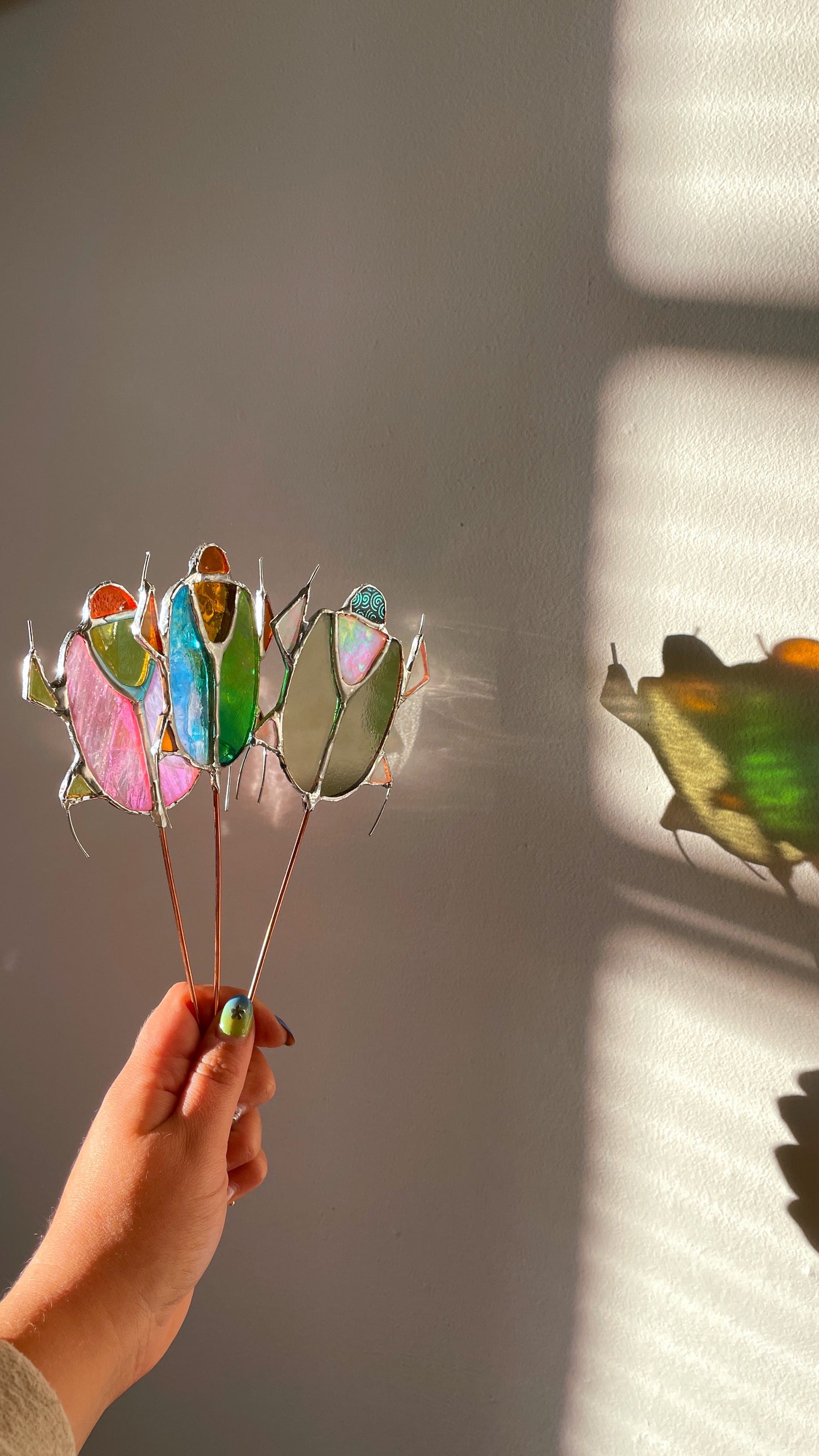 Stained Glass Beetle Bug Plant Stake