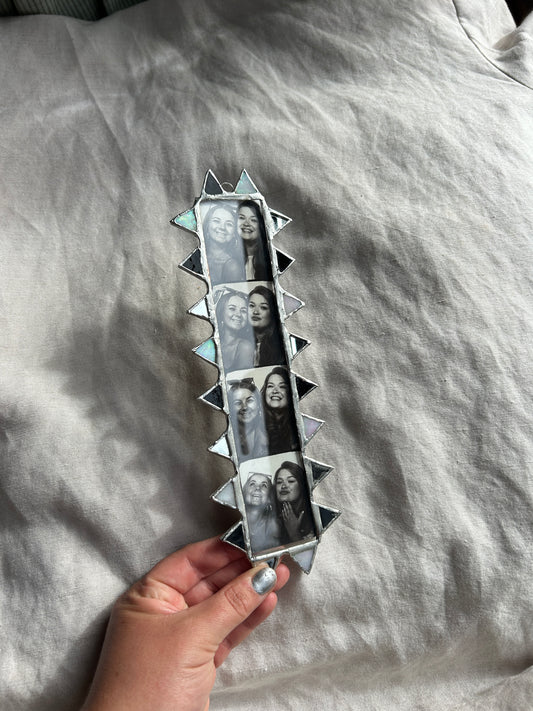 Pointed Photobooth Stained Glass Frame Black and White