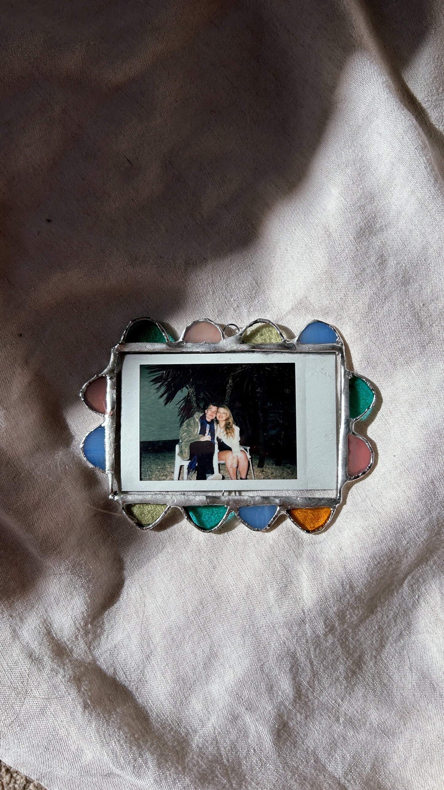Scallop Polaroid Frame Pink Blue Green