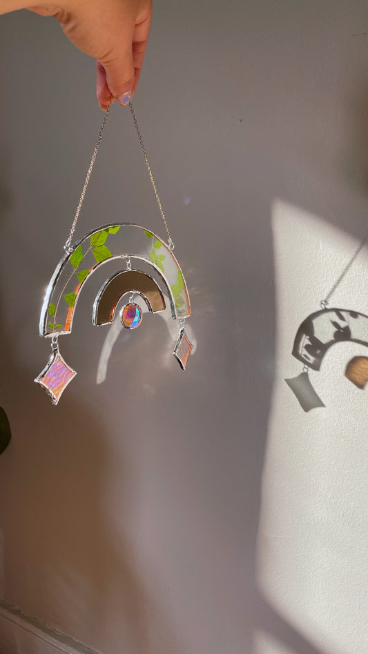 Pressed Leaf Botanical Suncatcher with Stars and Rainbow Making Jewel