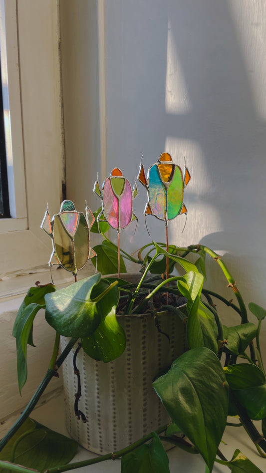 Stained Glass Beetle Bug Plant Stake