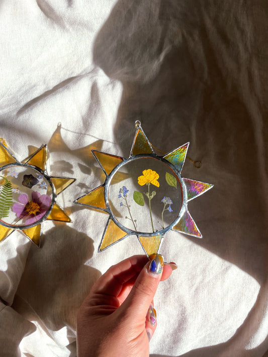 Iridescent Yellow Buttercup Pressed Flower Sun