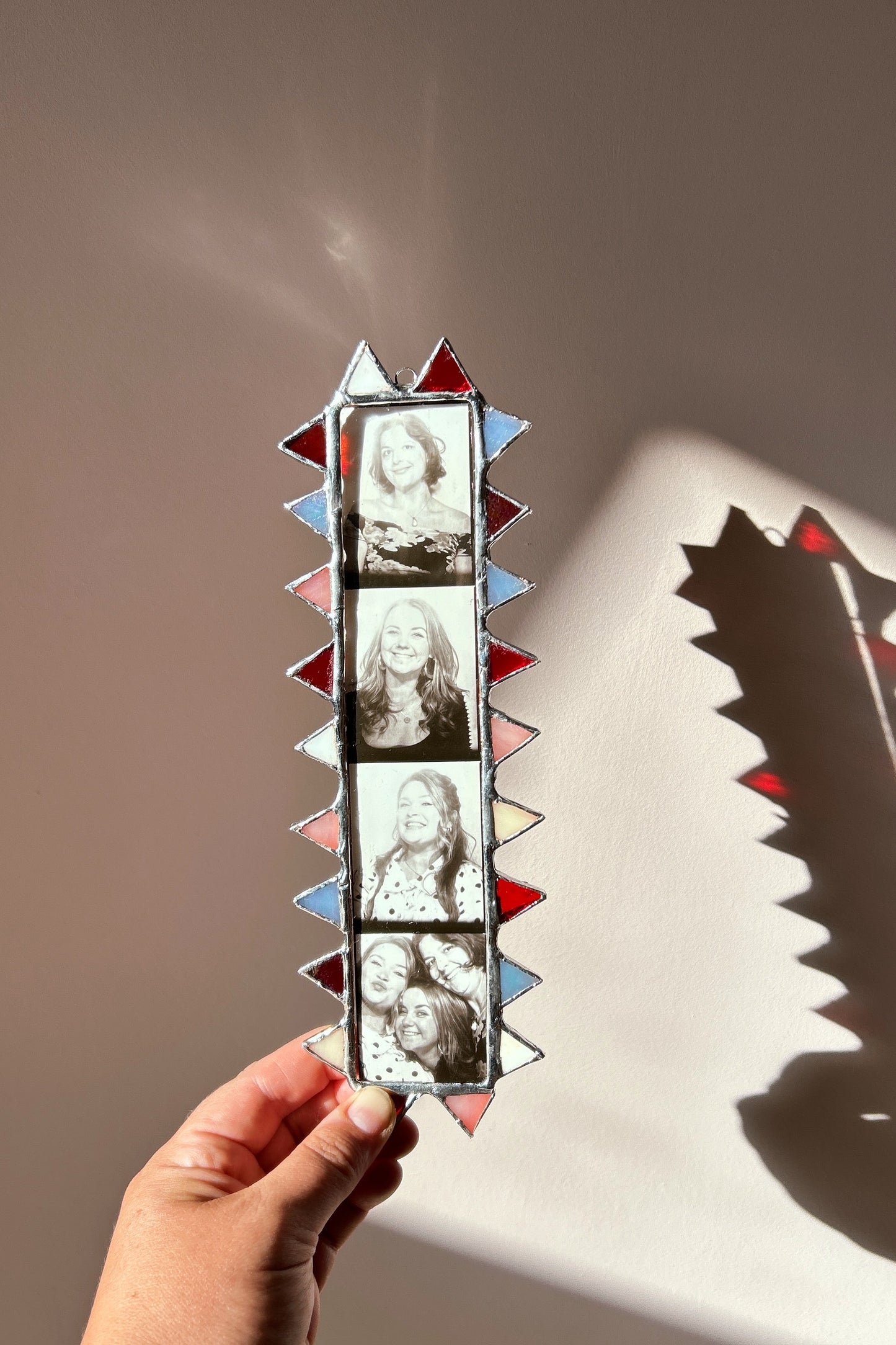 Spike Photobooth Stained Glass Frame Circus Red White Blue Cream Pink