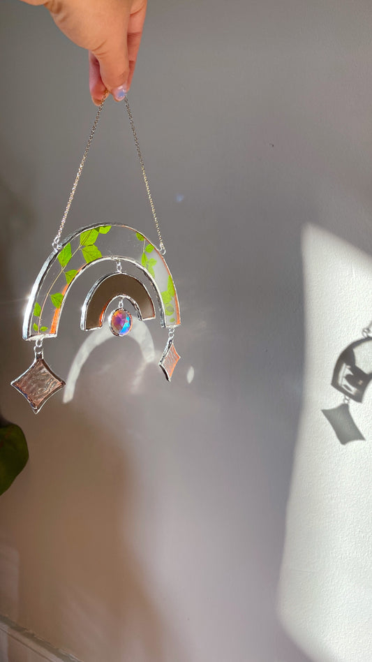 Pressed Leaf Botanical Suncatcher with Stars and Rainbow Making Jewel
