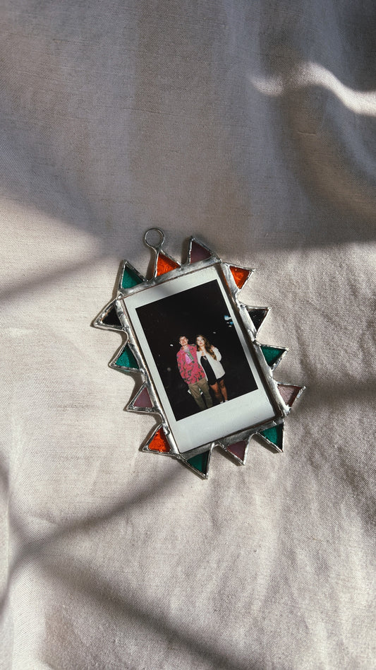 Pointed Polaroid Frame Amber Pink Blue Mirror Pink Teal Mirror Amber