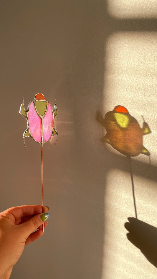 Stained Glass Beetle Bug Plant Stake