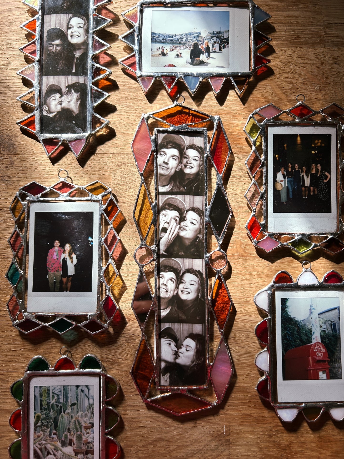 Pointed Polaroid Frame Pink, Blue Orange