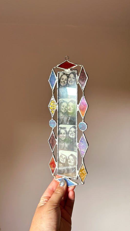 Art Deco Photobooth Stained Glass Frame Blue Pink Yellow Red Purple