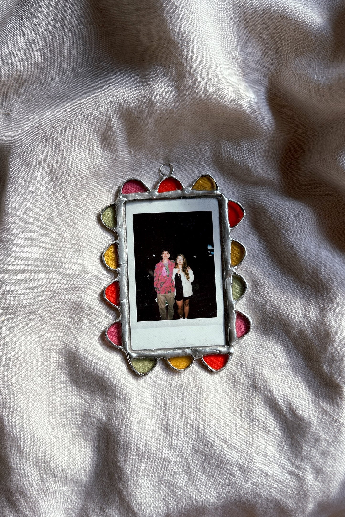 Scallop Polaroid Frame Yellow Orange Green Pink