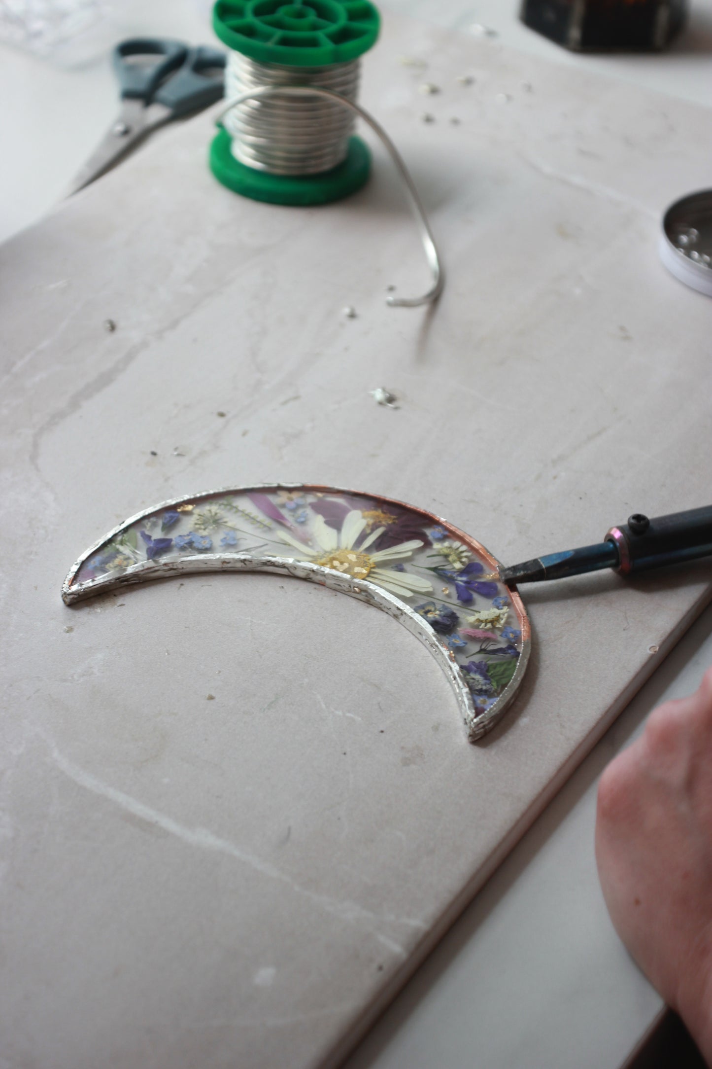 October Flower Framing Stained Glass Workshop at Rebecca Furze Shop - Totnes