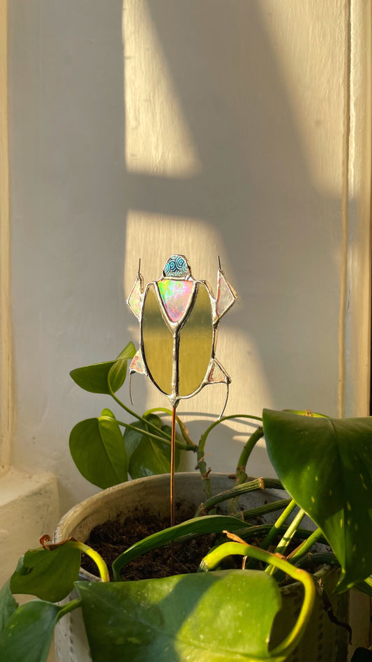 Stained Glass Beetle Bug Plant Stake