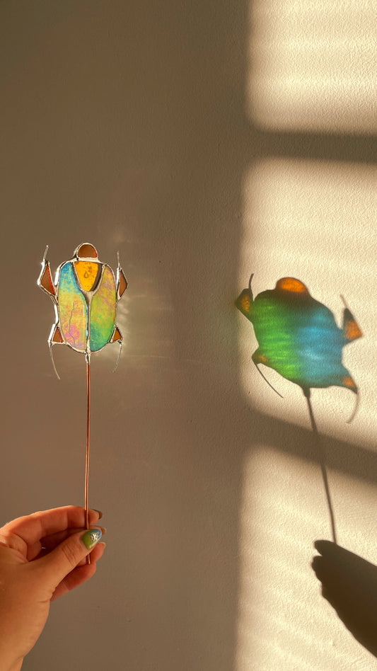 Stained Glass Beetle Bug Plant Stake