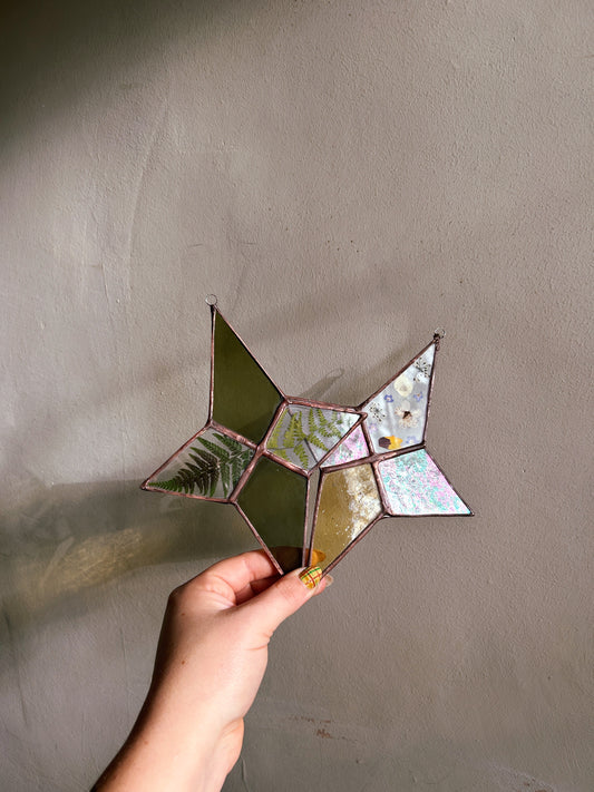 Winter Christmas Star with Pressed Ferns