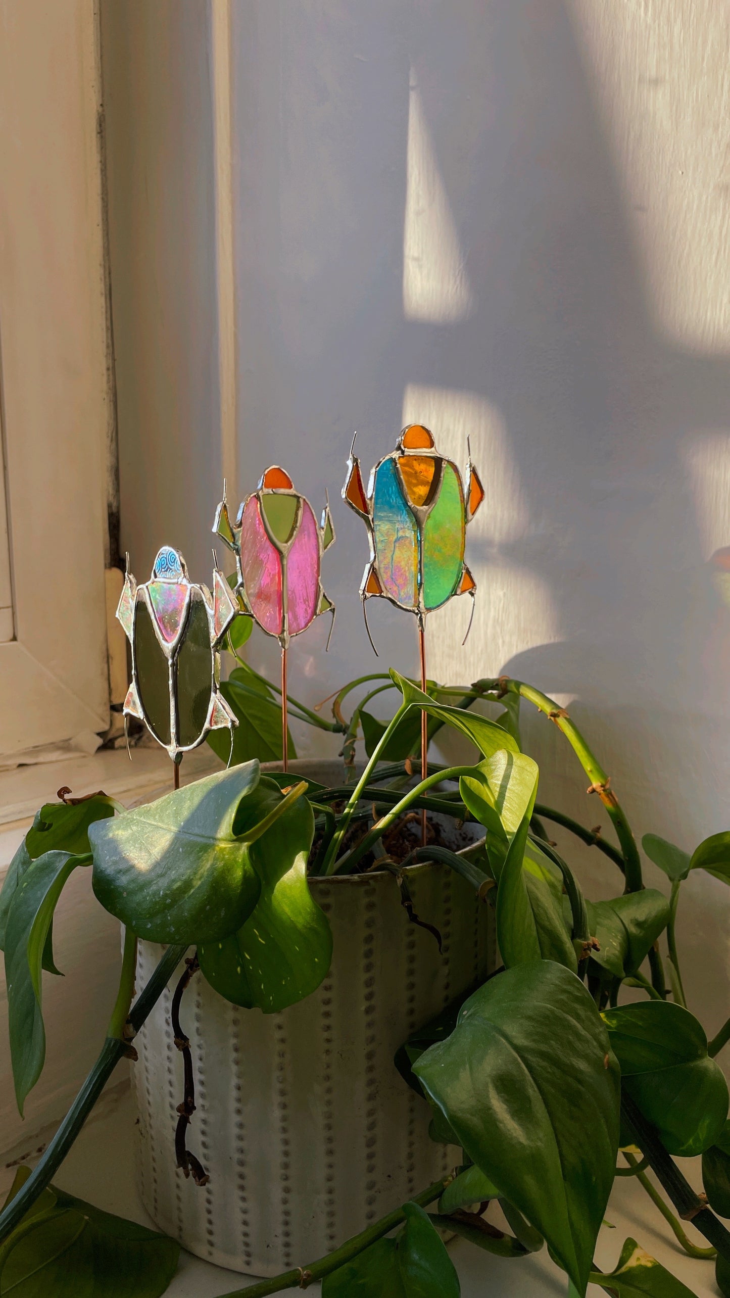 Stained Glass Beetle Bug Plant Stake