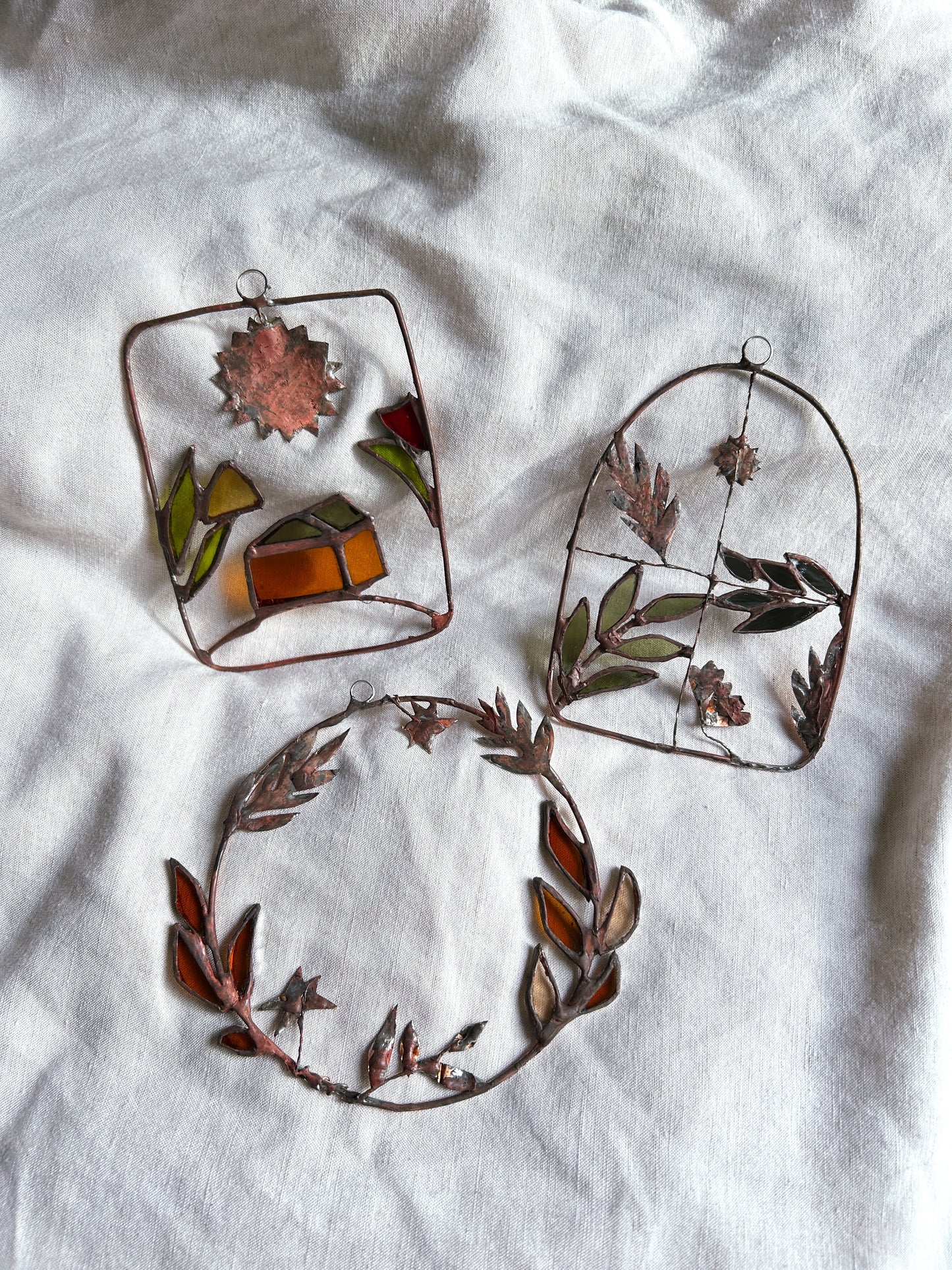 The House on the Hill Copper and Stained Glass Window Scene