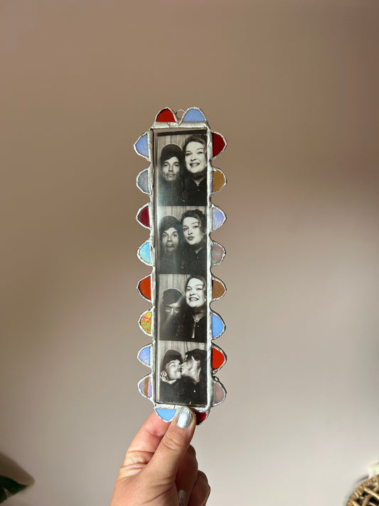 Scalloped Photobooth Stained Glass Frame Red Yellow Blue Orange