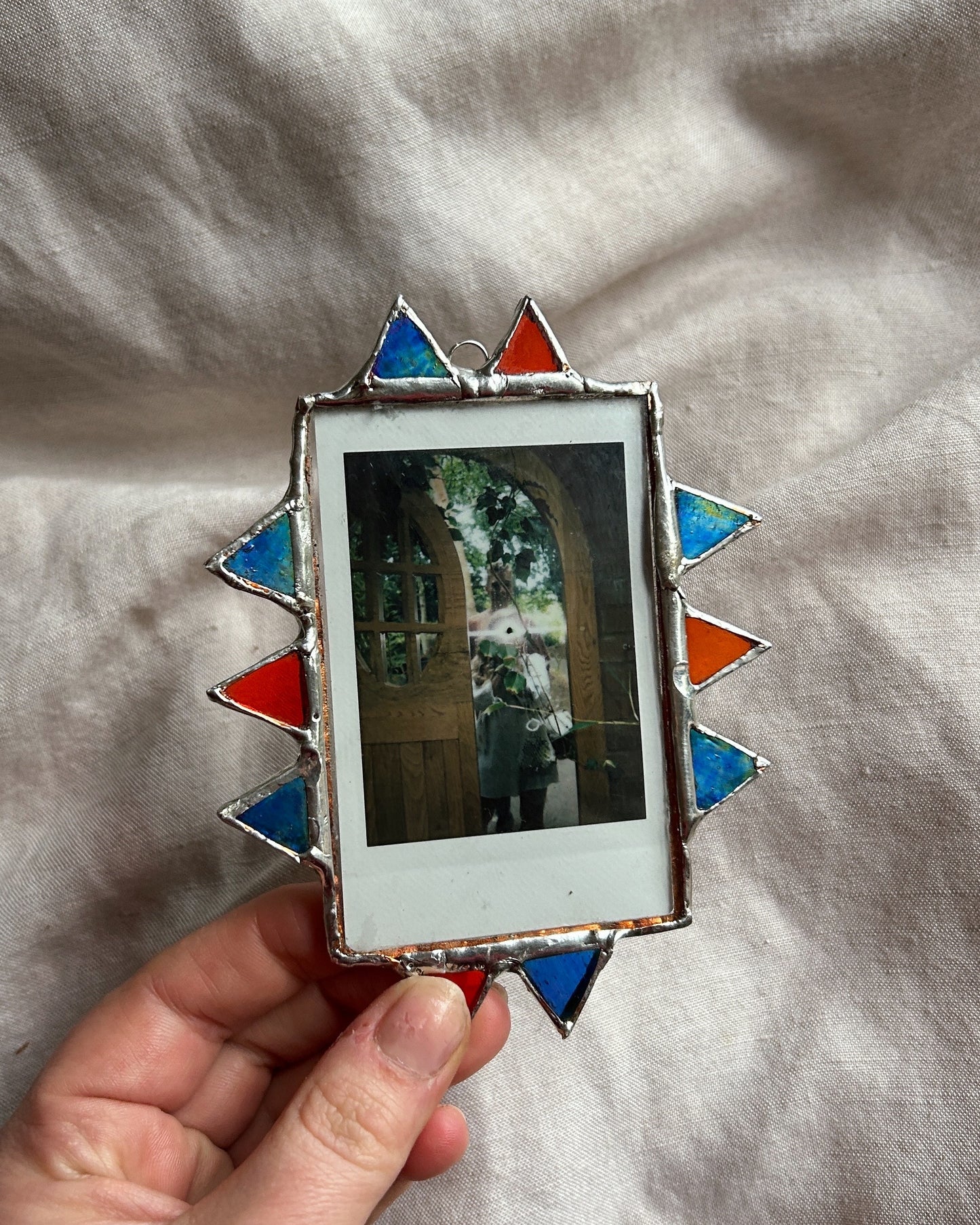 Pointed Polaroid Frame Orange and Blue