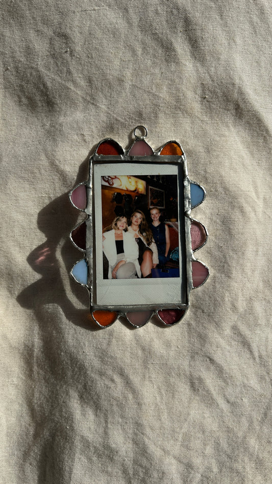 Scallop Polaroid Frame Pink Blue Orange