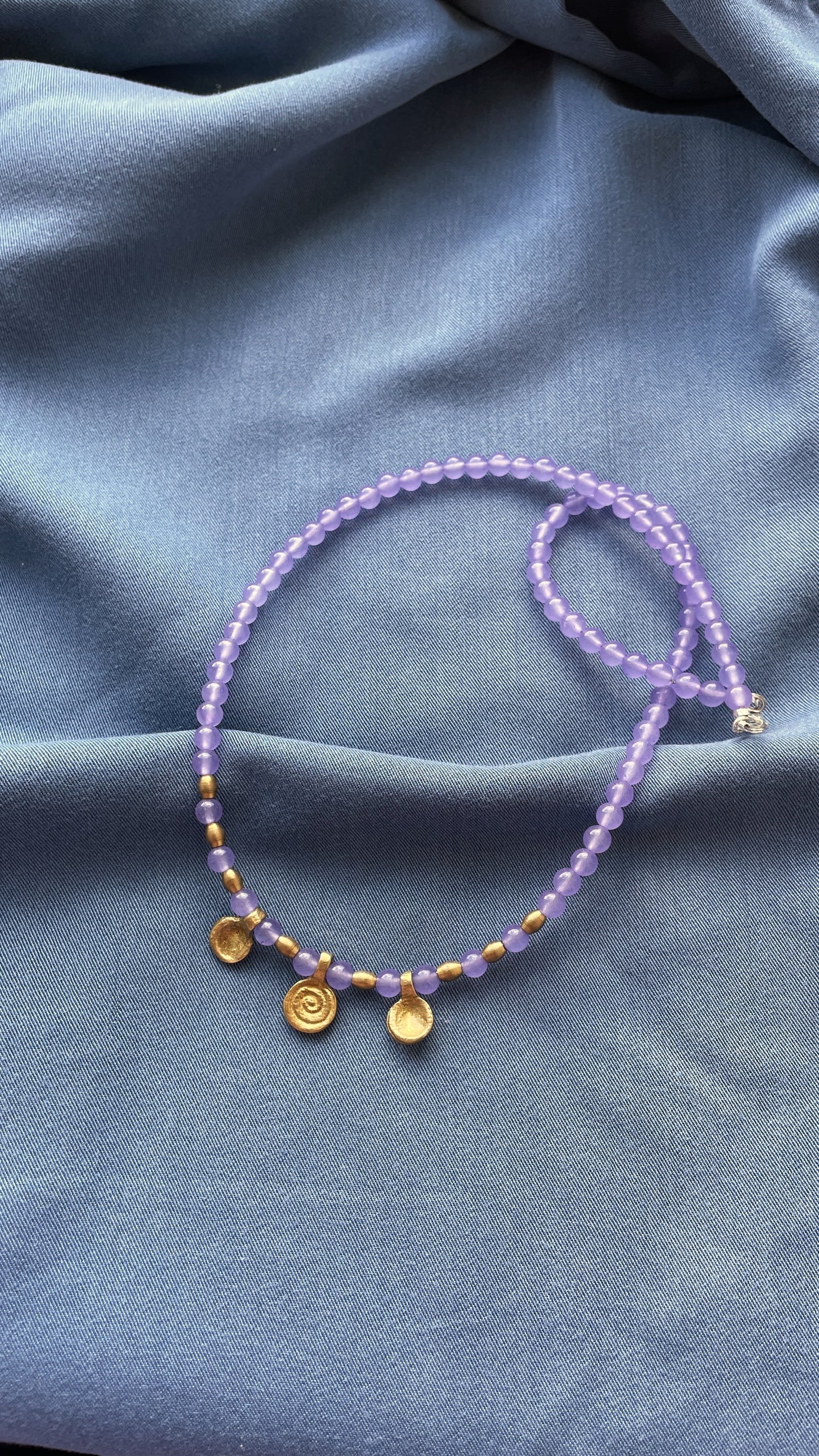 Semi Precious Purple Jade Beaded Necklace