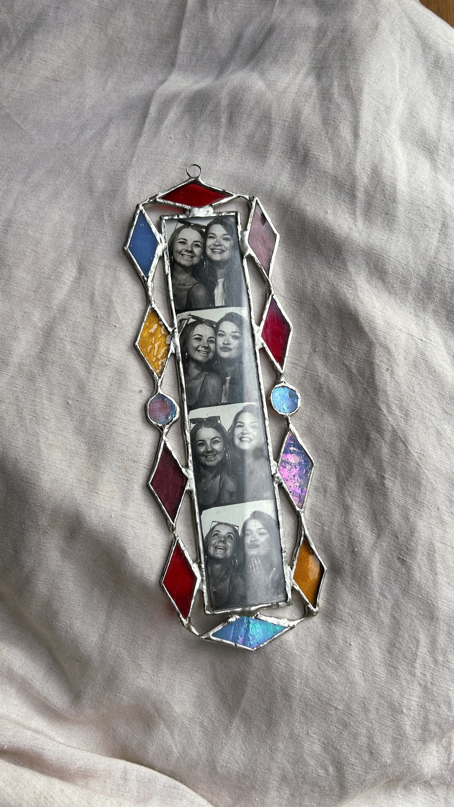 Art Deco Photobooth Stained Glass Frame Blue Pink Yellow Red Purple