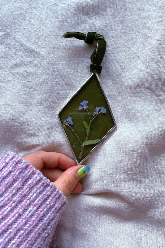 Forget me Not Green Glass Frame