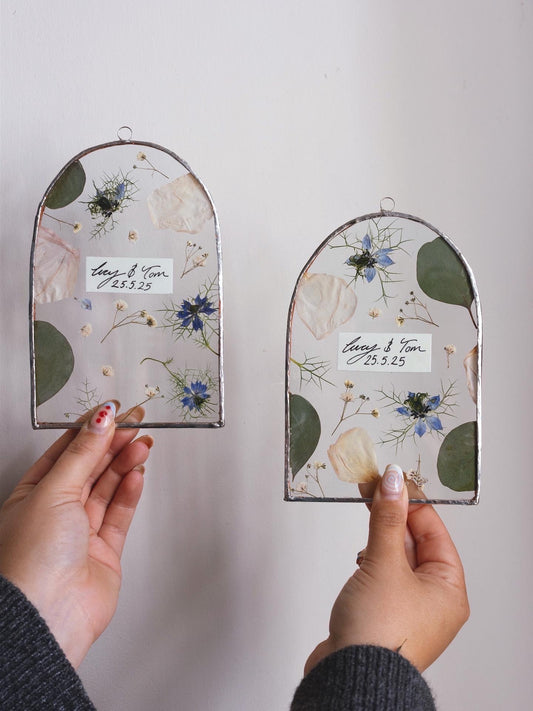 Wedding Flower Glass Soldered Frame Preservation/ Wedding Gift