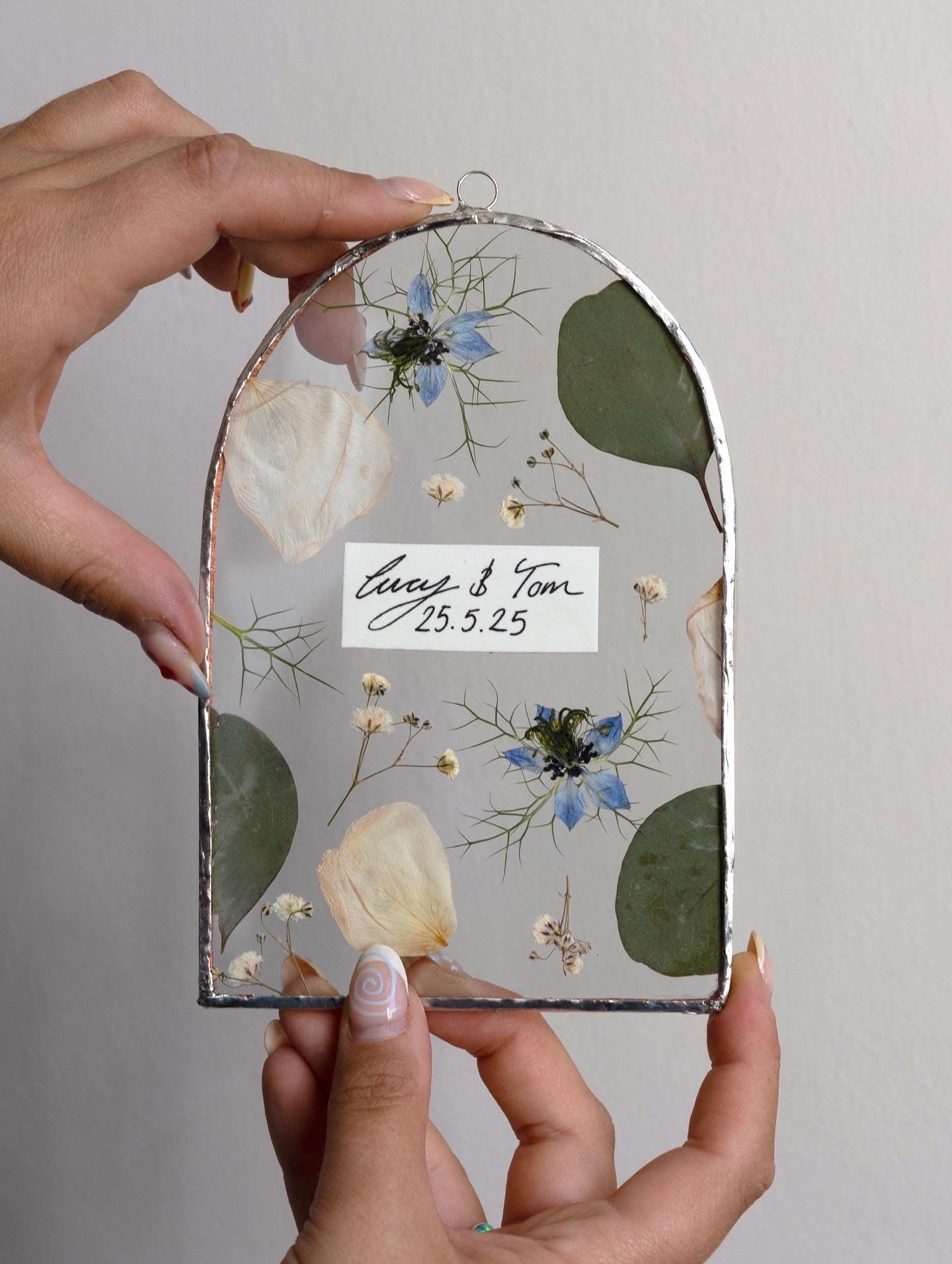 Wedding Flower Glass Soldered Frame Preservation/ Wedding Gift