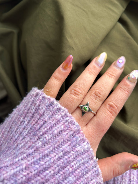 Size T 1/2 Sterling Silver Ring with Dichroic Glass Stone