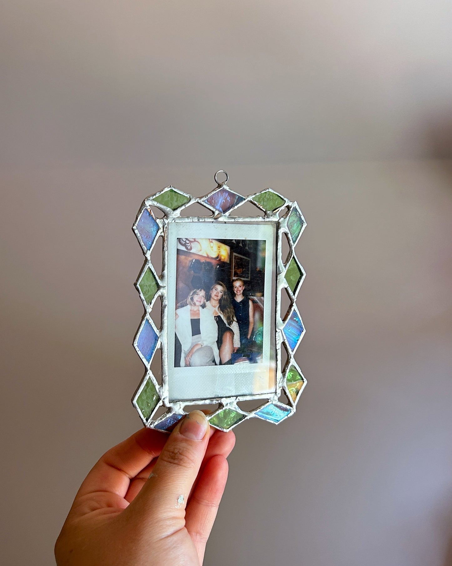 Harlequin Polaroid Frame Pink and Green