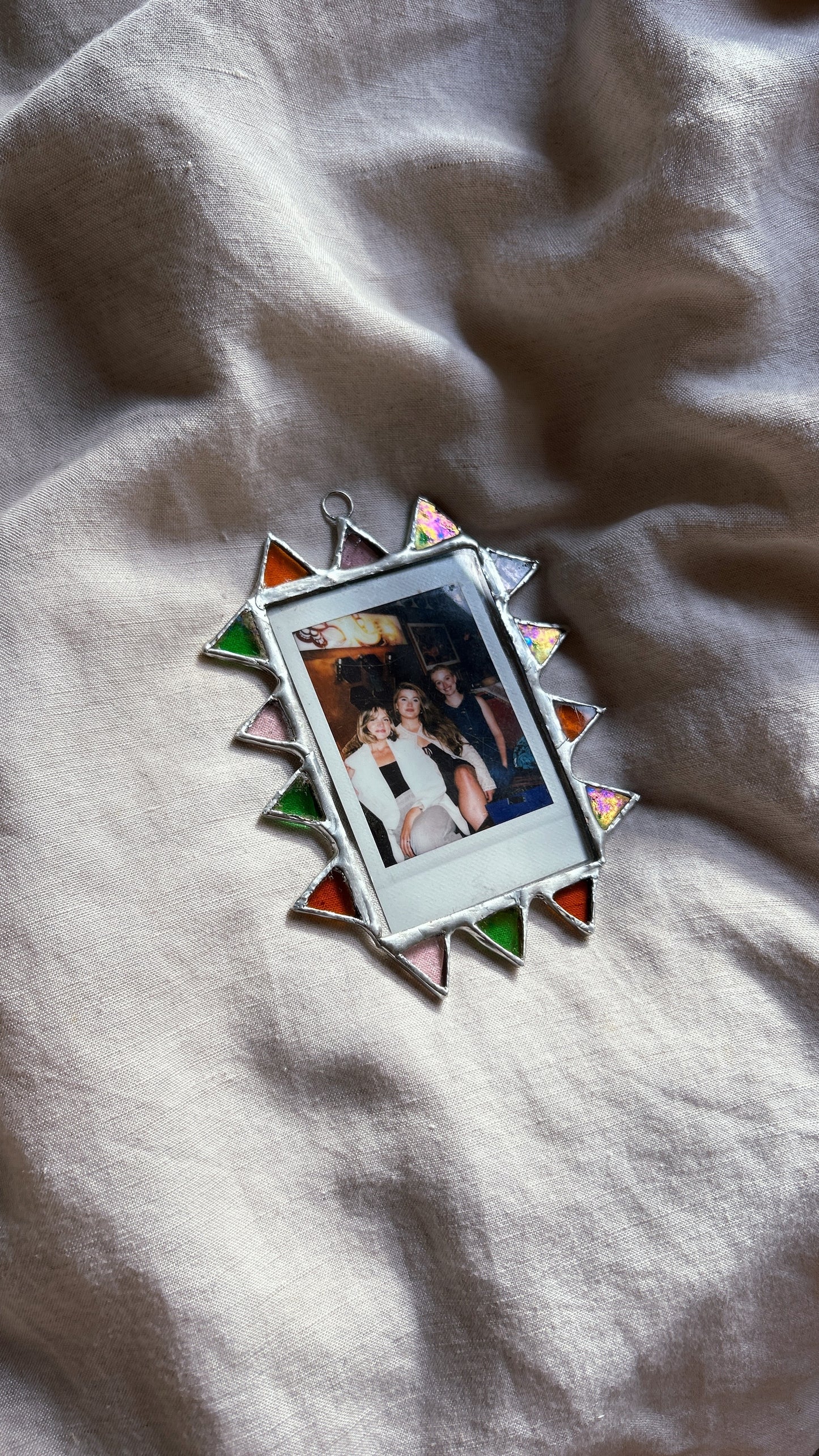 Spiked Polaroid Frame Orange Green Pink