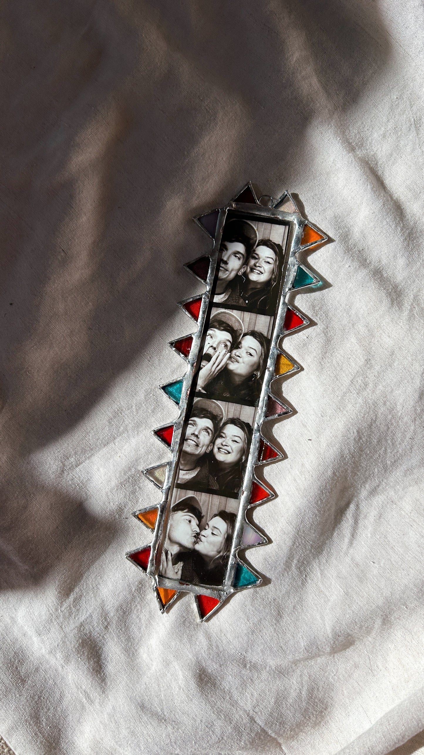 Pointed Photobooth Stained Glass Frame Blue Red Orange Pink Yellow