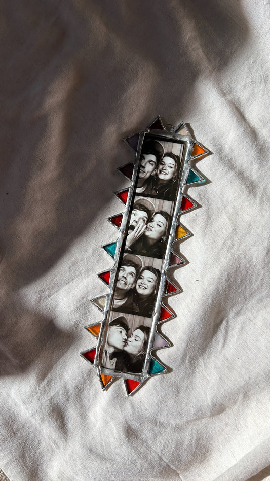 Pointed Photobooth Stained Glass Frame Blue Red Orange Pink Yellow
