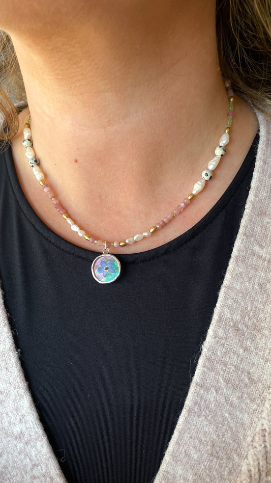 Multi Semi Precious Beaded Necklace