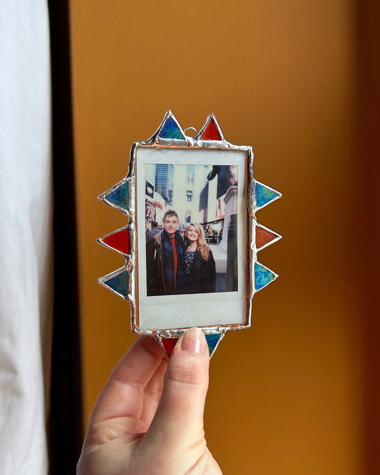 Pointed Polaroid Frame Orange and Blue