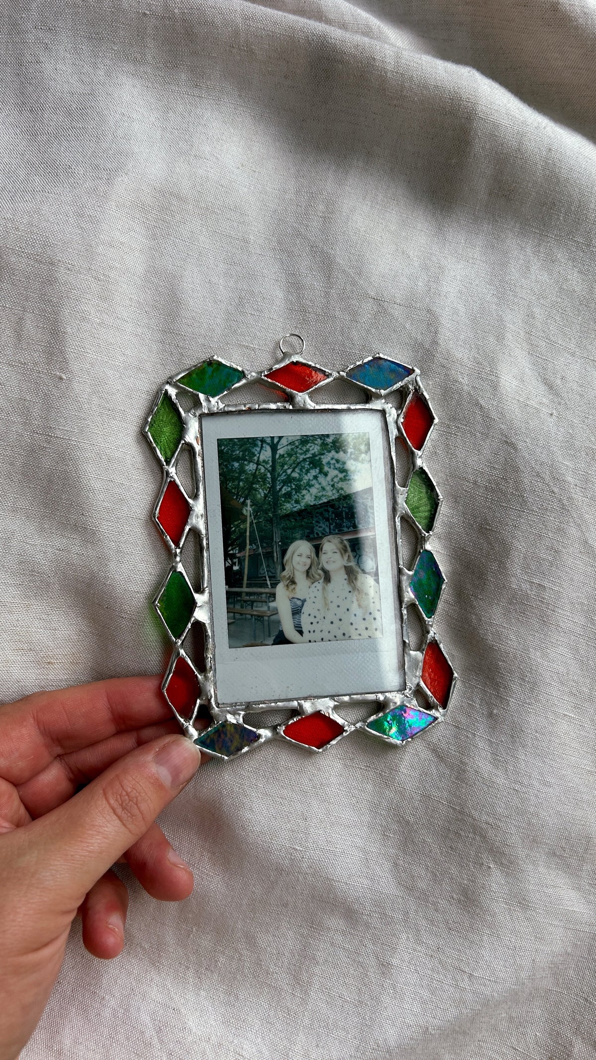 Harlequin Polaroid Frame Green and Orange