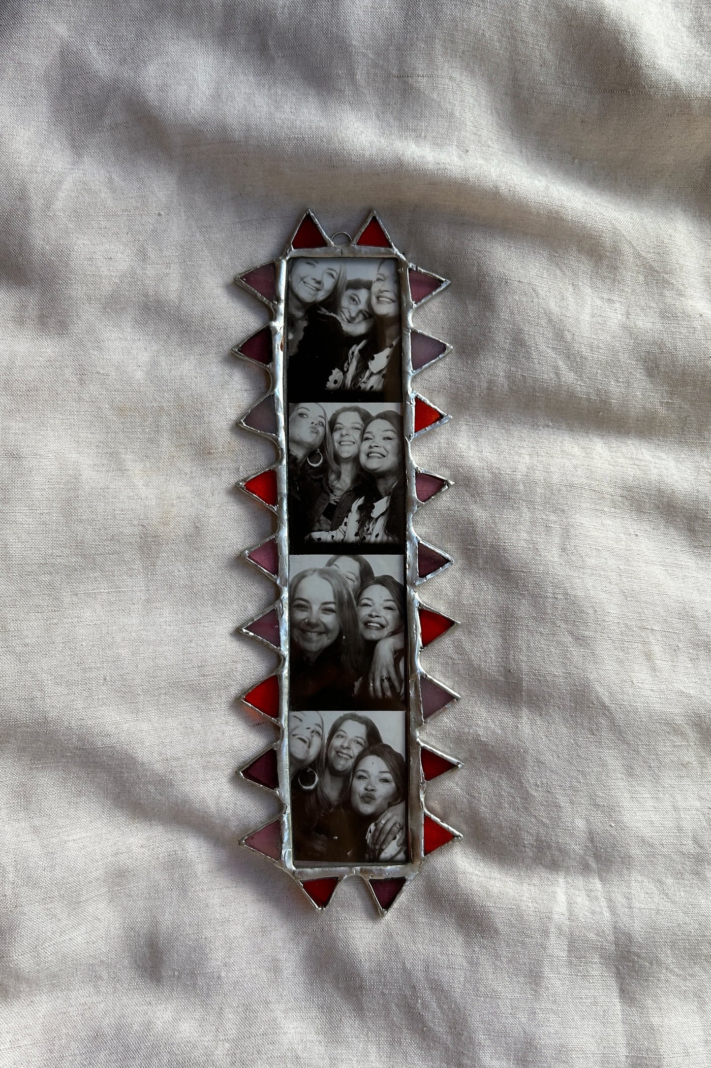 Spike Photobooth Stained Glass Frame Red Orange and Pink
