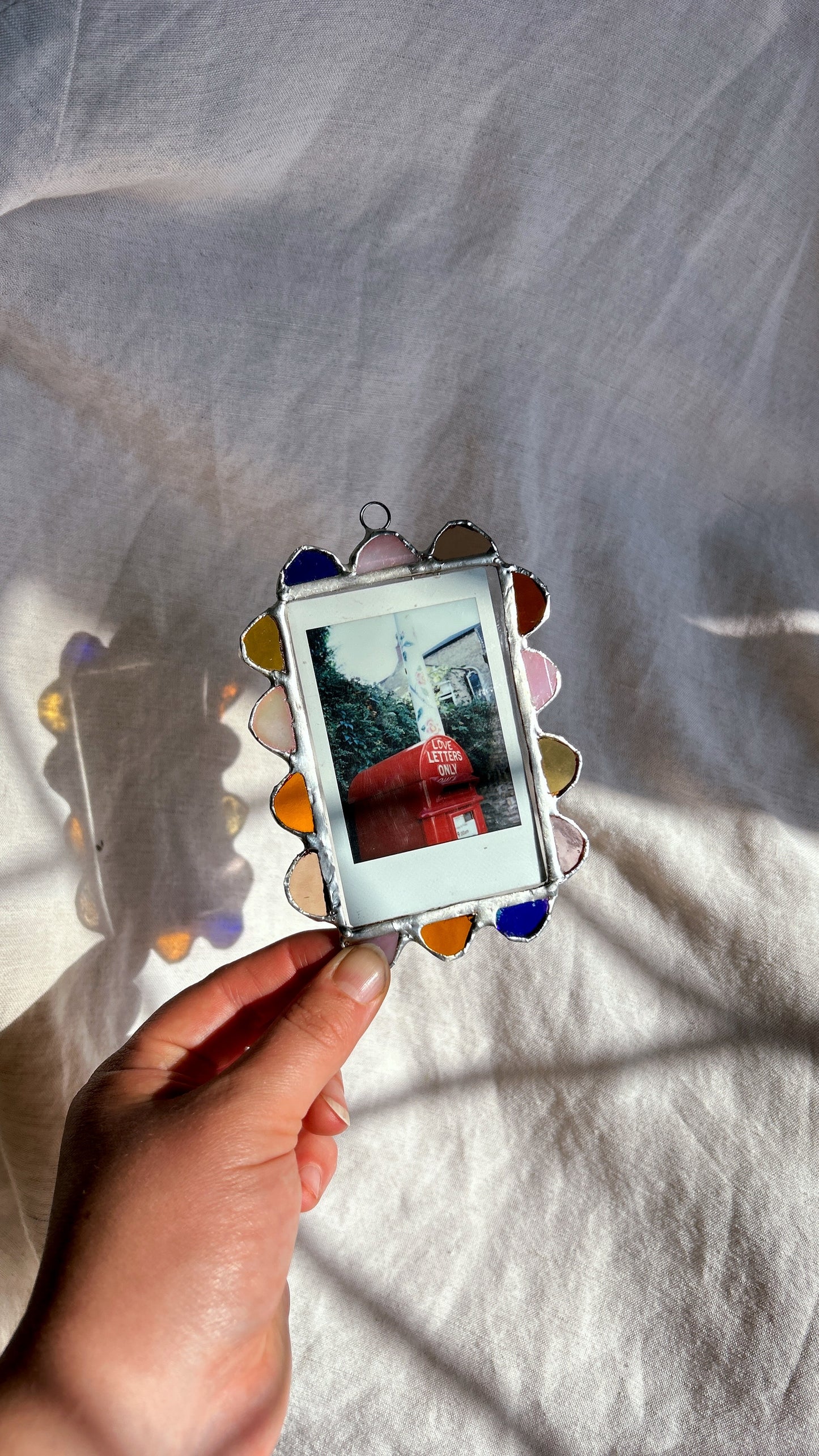 Scallop Polaroid Frame Orange Pink Blue
