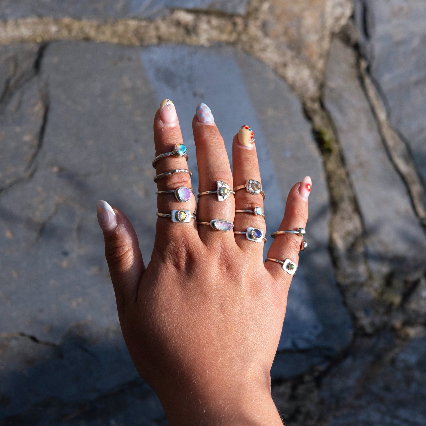 Adjustable Size J 1/2 Sterling Silver Ball Ring