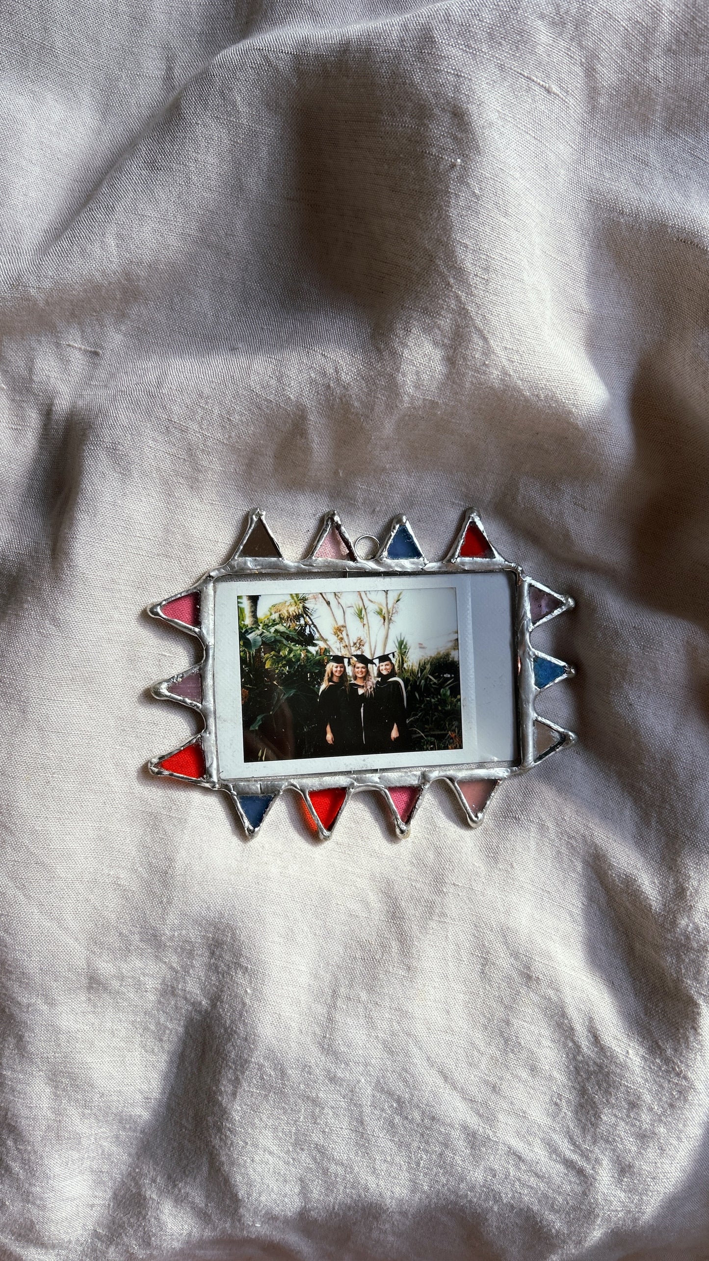 Spiked Polaroid Frame Orange Pink Blue Mirror