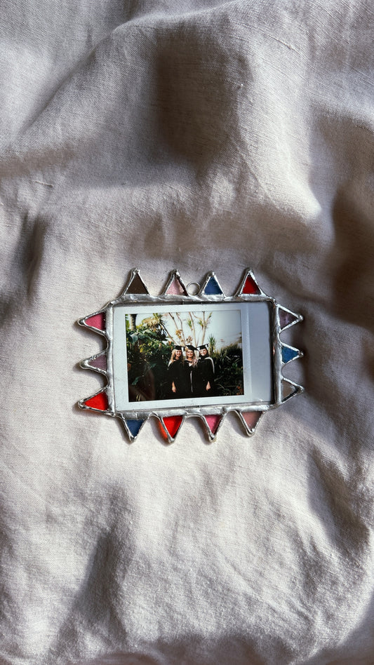 Spiked Polaroid Frame Orange Pink Blue Mirror