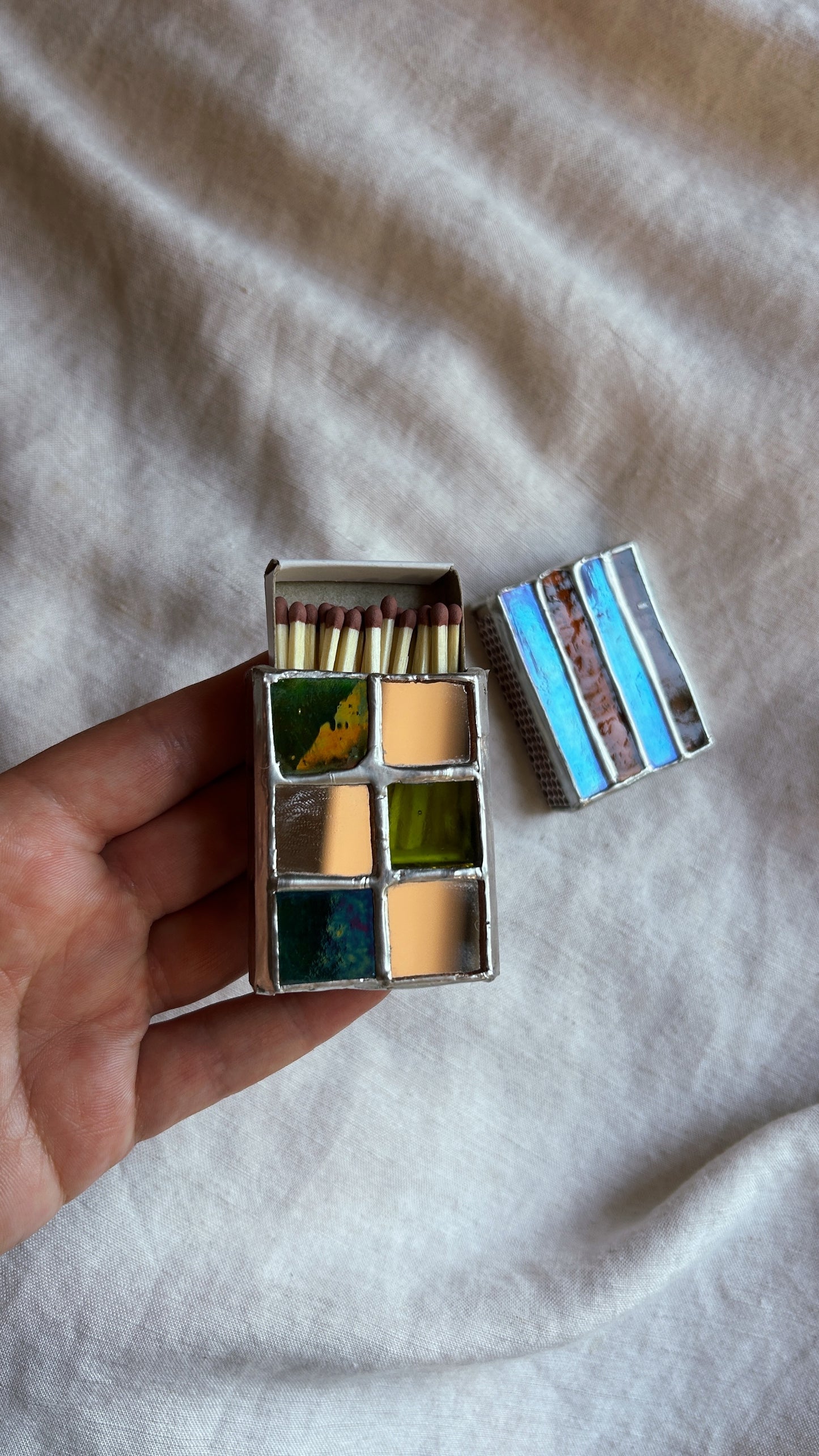 Green Checkered Mini Matchbox Sleeve- UK ONLY