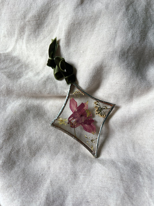 Pressed Flower Star Glass Frame