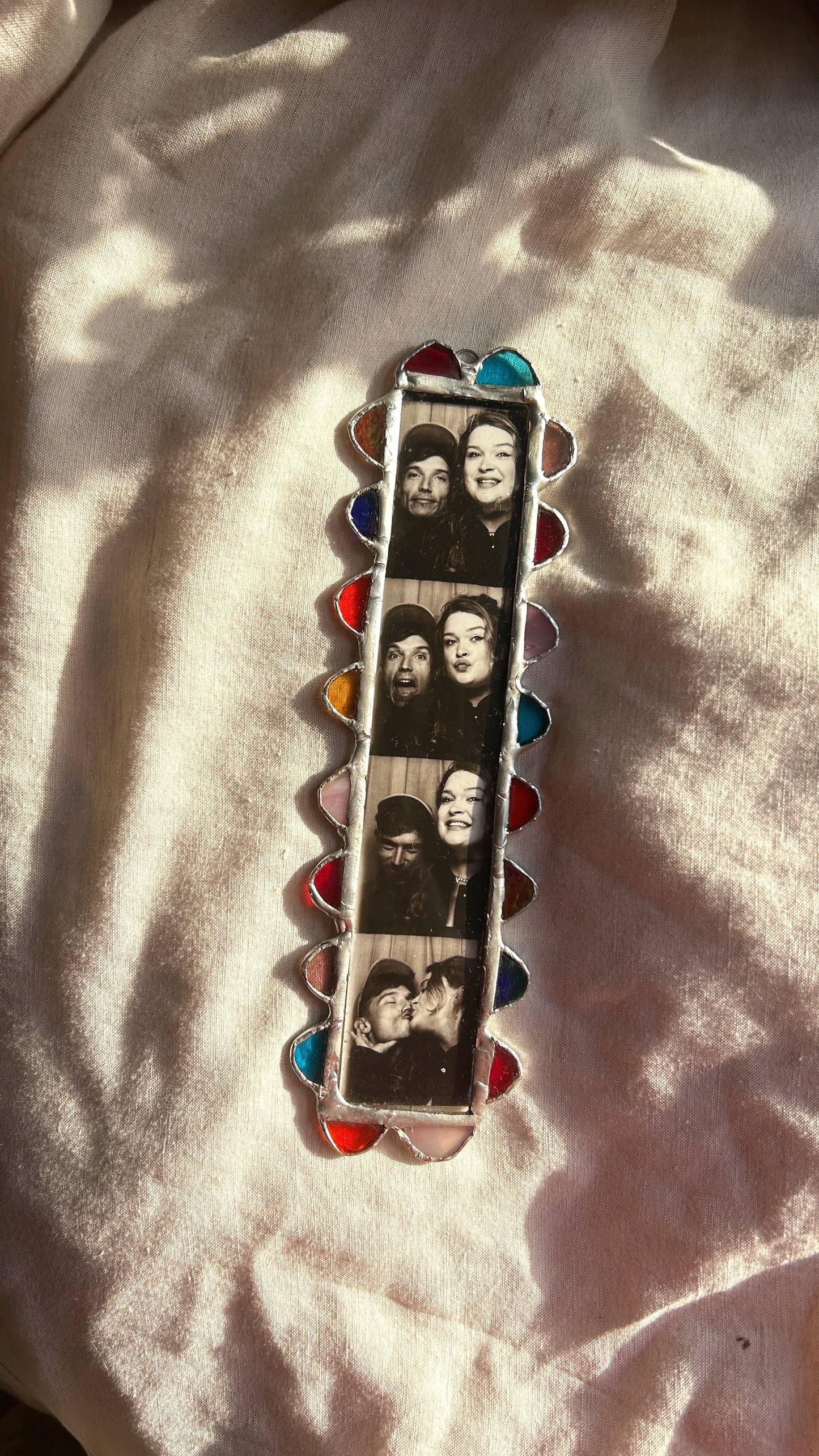 Scalloped Photobooth Stained Glass Frame Pink Red Blue Yellow