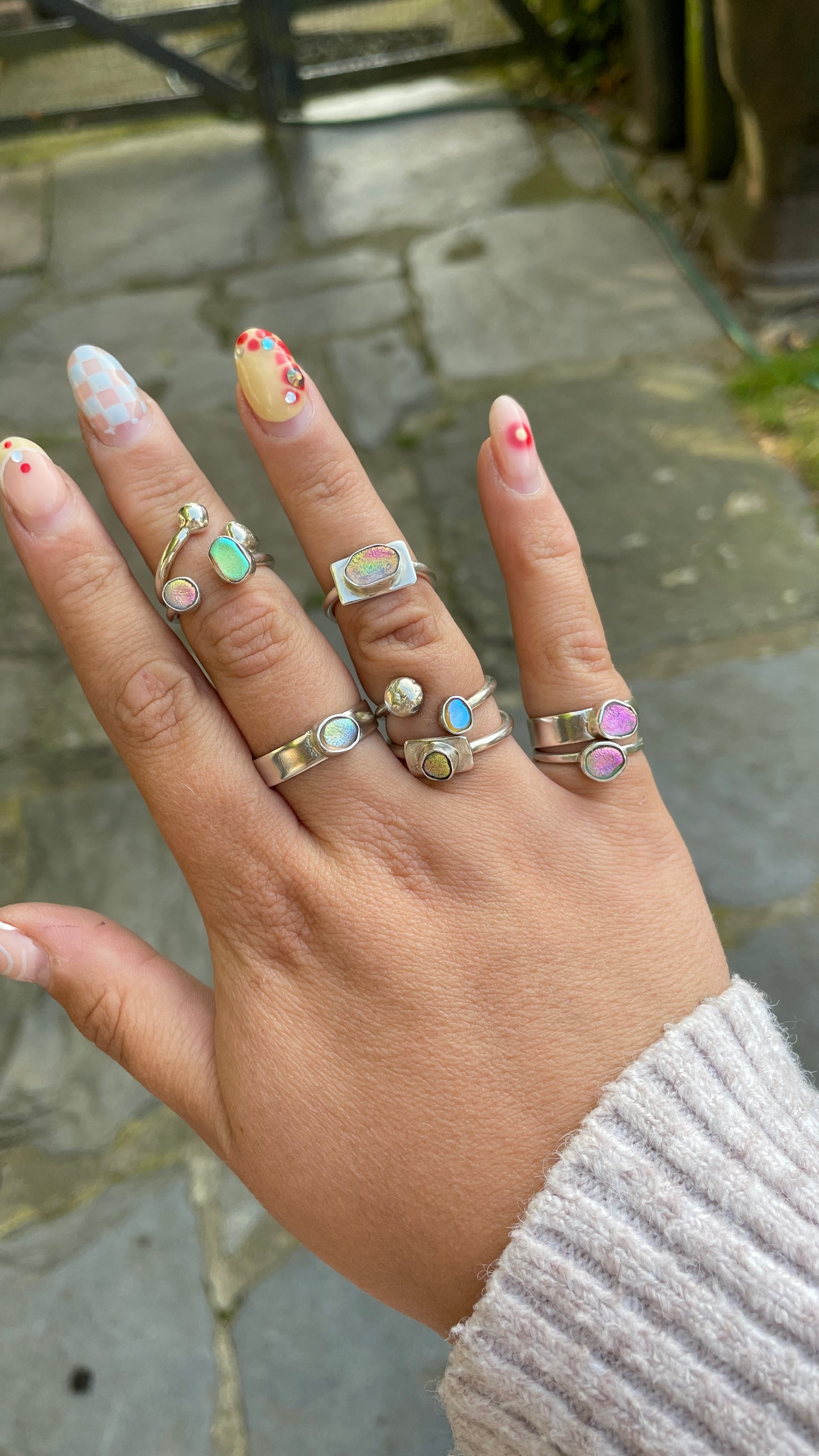 Adjustable Size J 1/2 Sterling Silver Ball Ring