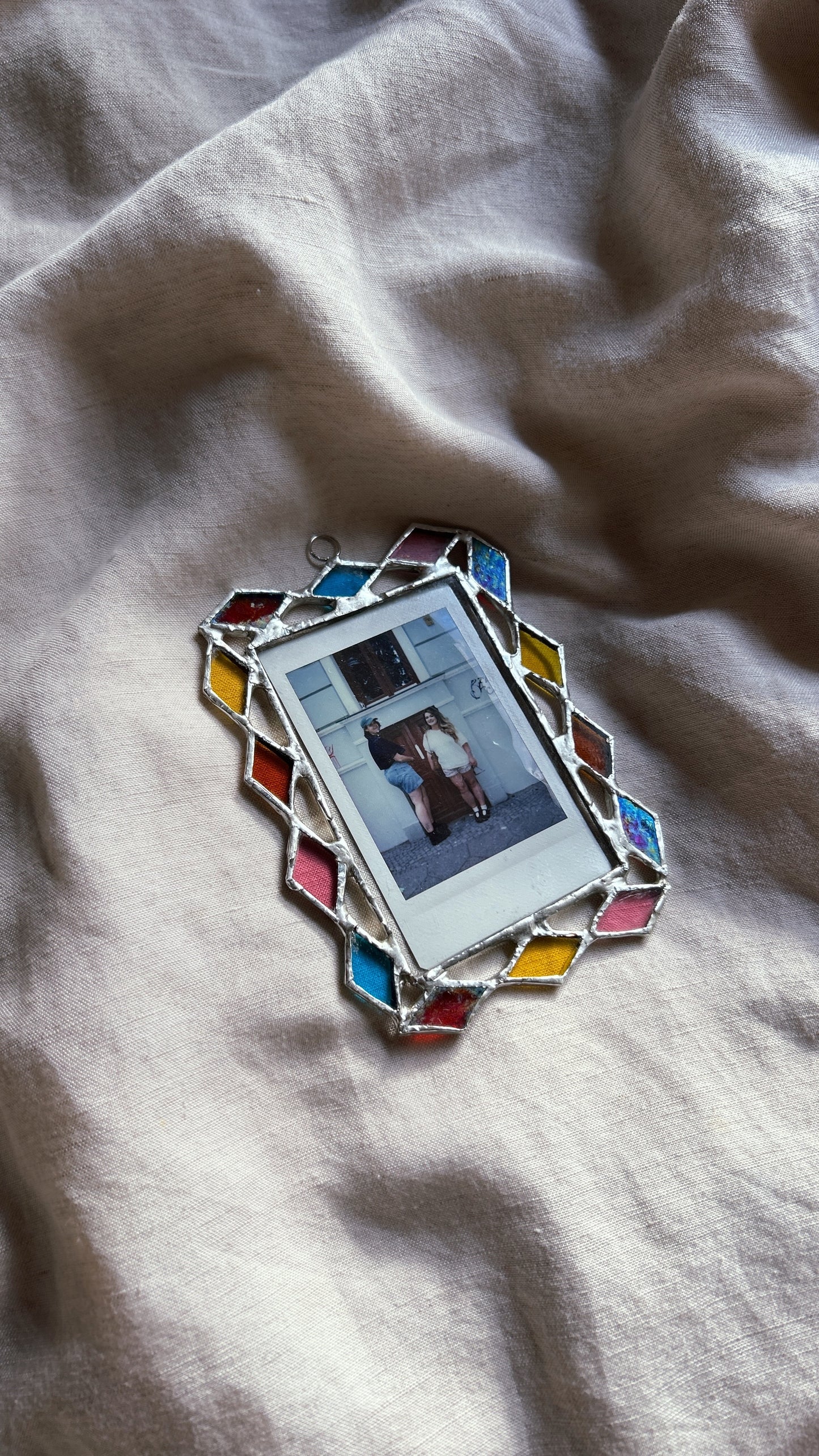 Harlequin Polaroid Frame Pink Orange Yellow Blue