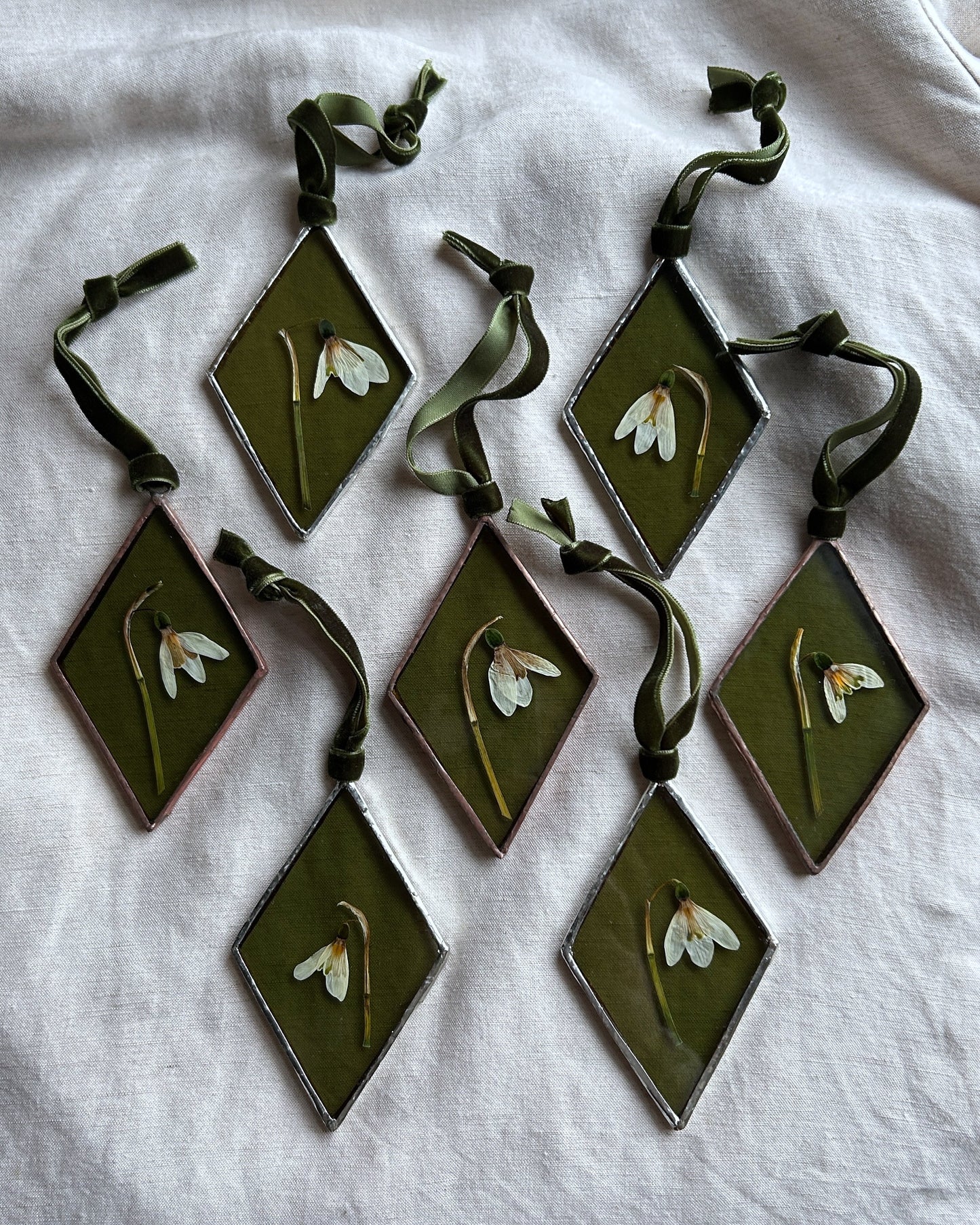 Silver Pressed Snowdrop Glass Frame