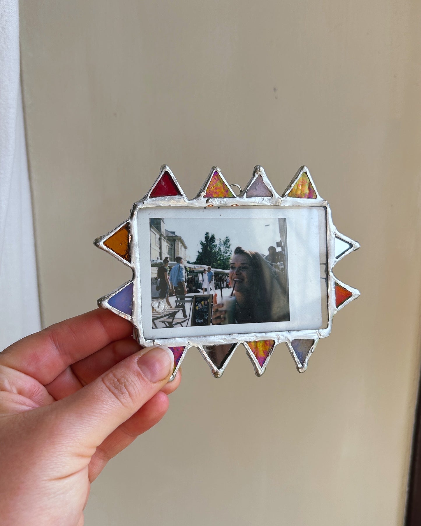 Jester Pointed Polaroid Frame Blue Red Orange Mirror