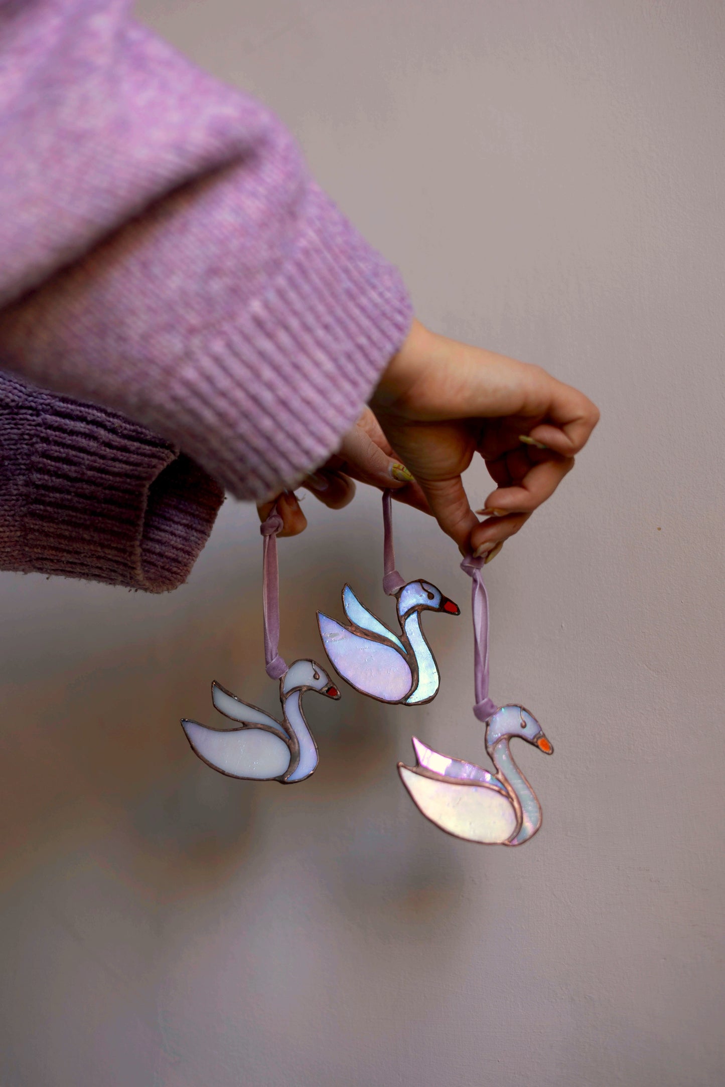 Swan Ornament on Pink Ribbon