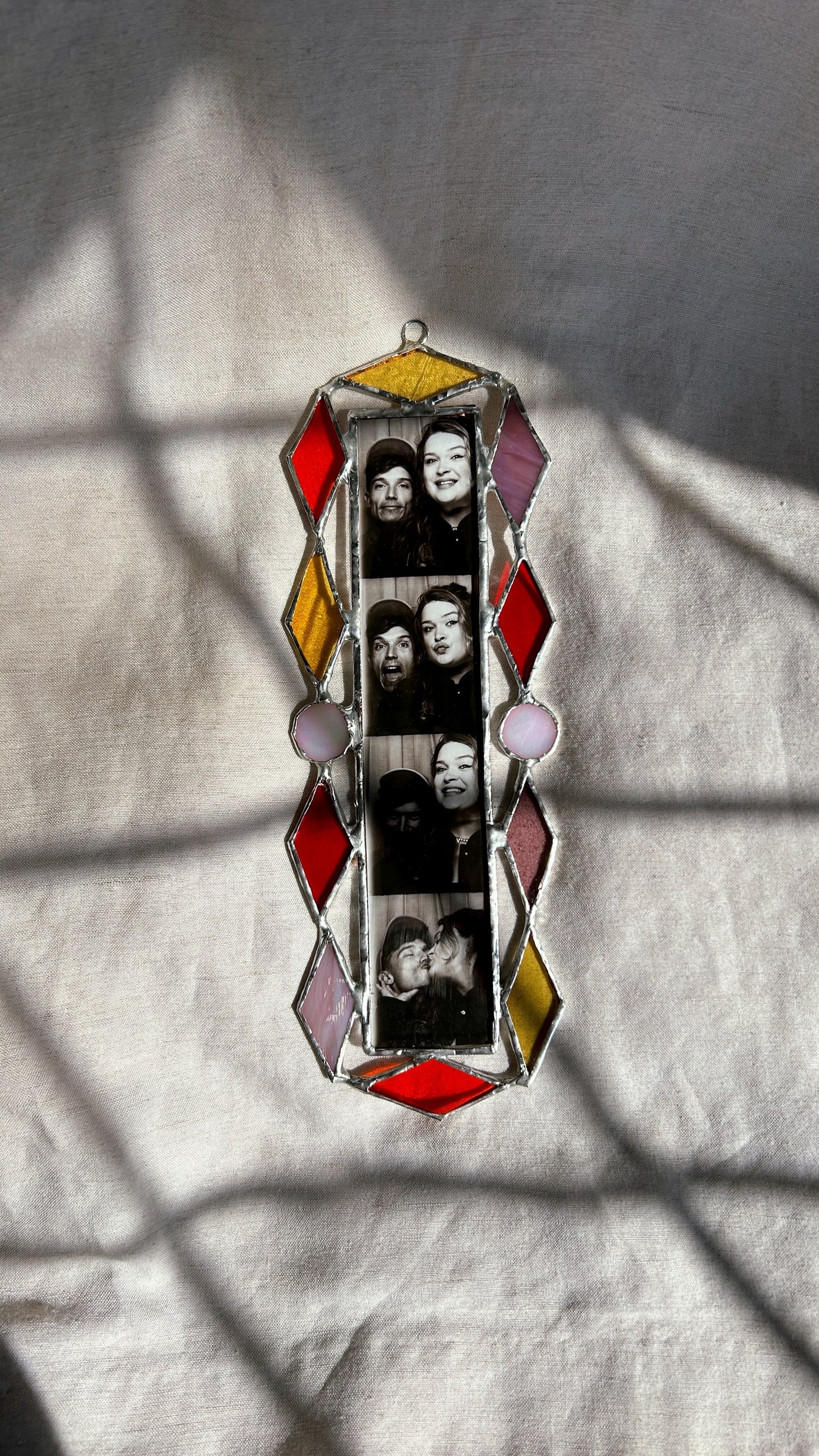 Art Deco Photobooth Stained Glass Frame Orange Yellow Pink