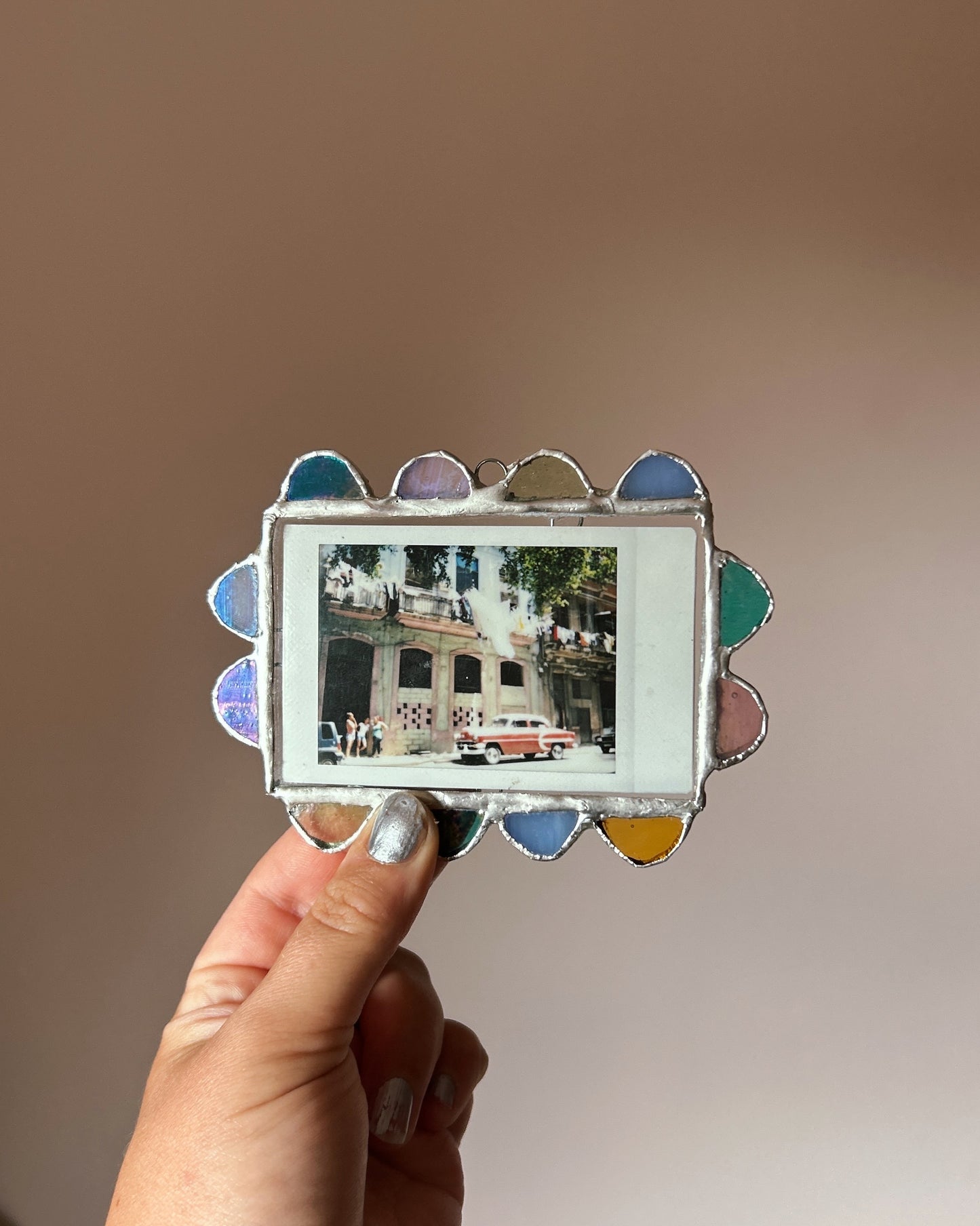 Scallop Polaroid Frame Pink Blue Green